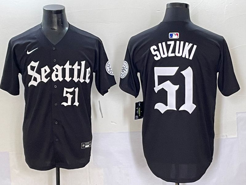 Men 2025 Seattle Mariners 51 Suzuki Five generations Joint Name Nike MLB Jersey style 8